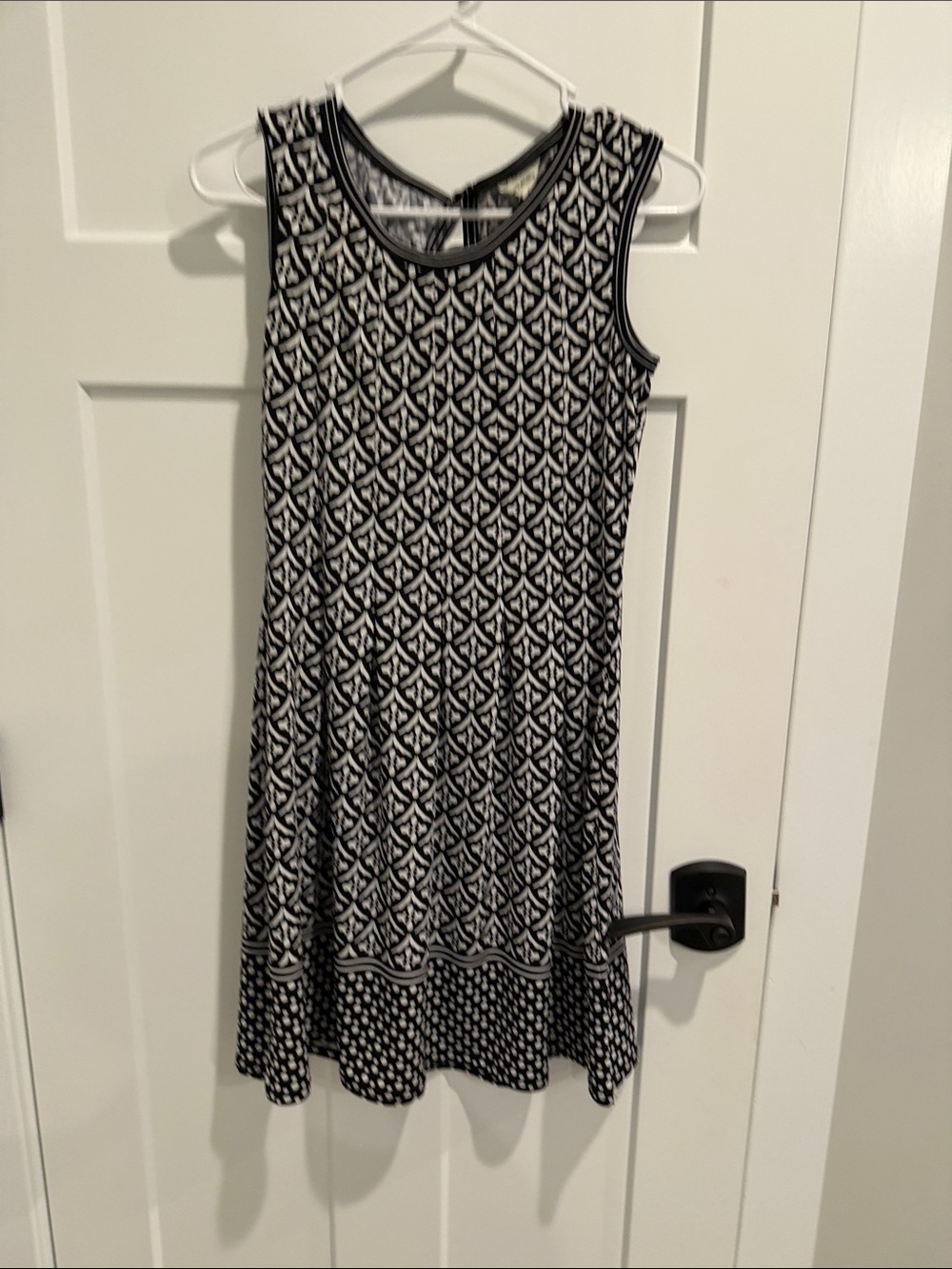 Max Studio Black and White Geometric Midi Dress